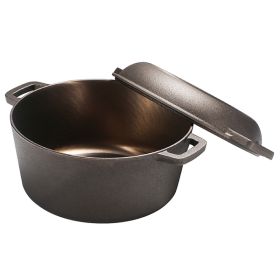 BLACK+DECKER™ 5-Qt. Cast-Iron Dutch Oven with 10.25-In. Skillet Lid, Pre-Seasoned, Bronze Finish with Polished Interior, BDK202BR