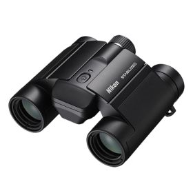 Nikon® STABILIZED 12x25 S Binoculars for Image Stabilization with Case, Neck Strap, Batteries, and Lens Covers