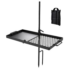 Heavy Duty Swivel Campfire Grill, 24" Portable Camping Grill Grate & Griddle, Sturdy Steel BBQ Mesh, 360° Height Adjustable Over Fire Pit Equipment