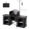 Folding Camping Table, Outdoor Portable Table, Quick Set-up Kitchen Cook Station, with Storage Organizer, Telescoping Legs, a Detachable Windscreen