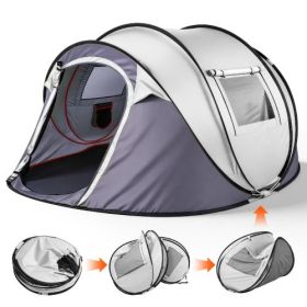 4 Person Pop Up Tent for Camping, Waterproof Instant Family Tent with Front Awning, Automatic Tent Throw Pop Up Instant Flip Pop Tent for Camping