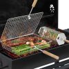 Grill Basket Set, Removable Wooden Handle, 304 Stainless Steel, Rolling BBQ Tools, Smoker Grilling Accessories for Vegetable Fish