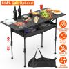 Fresh Fab Finds Folding Camping Table Adjustable Height w/ Hanging Net – Rustproof Steel
