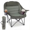 Green Heavy-Duty Folding Camping Chair, PVC Coated 600D Oxford Fabric, X-Shaped Metal Frame & Non-Slip Foot Pads