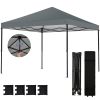 10 x 10 ft Pop Up Canopy Tent with One Push Setup, Outdoor Portable Instant Canopy Shelter w/ Roller Bag, Dark Gray