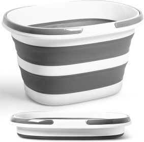 Collapsible Bucket 16L with Handles, Cleaning Mop Bucket Space Saving Foldable Silicone Tub for Laundry Storage Camping