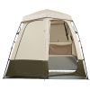 Camping Shower Tent, 2-Room Foldable Privacy Tent Changing Room with Ground Stakes, Ropes, Carry Bag, and Crossbar