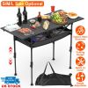 Fresh Fab Finds Folding Camping Table Adjustable Height w/ Hanging Net – Rustproof Steel