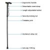 Travel Folding Trekking Hiking Pole,Collapsible Cane Adjustable Walking Stick Portable Mobility Aid for Women Men Hikers Gift,Black