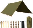 Waterproof Portable Tarp Multifunctional Outdoor Camping Traveling Awning Backpacking Tarp Shelter Rain (Brown 10×10.5ft)