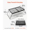 Heavy Duty Folding Campfire Grill, 24" Portable Camping Grill Grate, Sturdy Steel Mesh, Compact Equipment Over Fire Pit, with Legs and Handle
