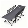 Gray No-Assembly Portable Toddler Camping Bed, Elevated Foldable Kids Sleepover Cot with Anti-Roll Mesh Baffles Stable Support Frame