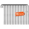 Rebar Stakes, 16-Inch, Heavy-Duty 0.4 in Diameter J Hook, Galvanized Steel Ground Anchors with Chisel Point End & Rust-Resistant Coating