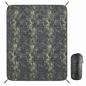 Packable Quilted Camping Blanket, 82 x 58 in, Outdoor Throw with Stuff Sack (Color: BLACK Camo)