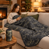 Packable Quilted Camping Blanket, 82 x 58 in, Outdoor Throw with Stuff Sack