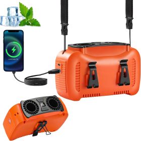 Portable Waist Fan 16000mAh,Dual Brushless Motors,5 Speeds Belt Clip Fan Up to 25H Runtime,Wide-Range Airflow,3 Light Modes including SOS (Color: Orange)
