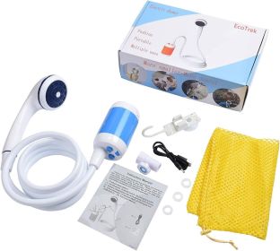 Portable Shower USB Shower Pump Rechargeable Battery Outdoor Shower for Trave Camping Camp Suitable Electric showerhead for Hiking Campsites (Color: Blue)