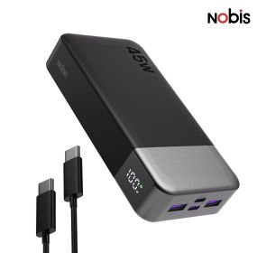 Nobis Power Bank, 20000mAh High Capacity 45W PD Fast Charging Lightweight Portable Charger for Laptop & Phone (Color: Black)