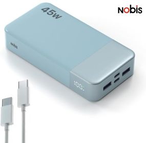 Nobis Power Bank, 20000mAh High Capacity 45W PD Fast Charging Lightweight Portable Charger for Laptop & Phone (Color: Blue)