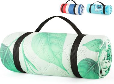 (2025 Upgrade) Extra Large Waterproof Picnic Blankets | Foldable Sandproof Beach Blanket N Outdoor Blanket | 5-Layer Machine Washable Soft Picnic Mat (Color: Green Leaves)