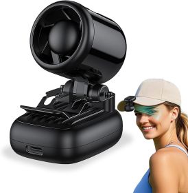 Portable Clip on Fan, 3-in-1 Hands-Free Mini Hat Fans, Battery Powered Personal Fan with 3 Speeds for Hiking, Fishing, Camping,Running, Travel (Color: Black)