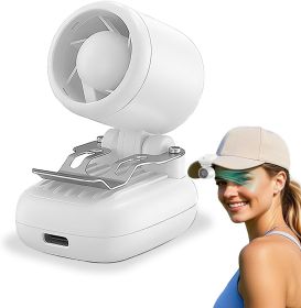 Portable Clip on Fan, 3-in-1 Hands-Free Mini Hat Fans, Battery Powered Personal Fan with 3 Speeds for Hiking, Fishing, Camping,Running, Travel (Color: White)