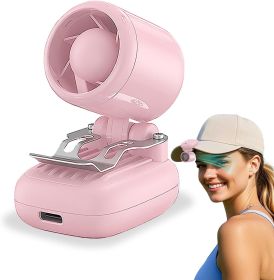 Portable Clip on Fan, 3-in-1 Hands-Free Mini Hat Fans, Battery Powered Personal Fan with 3 Speeds for Hiking, Fishing, Camping,Running, Travel (Color: Pink)
