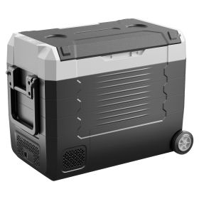 Car Refrigerator, DC 12/24V AC100-240V Compressor Electric Cooler, -4°F to 68°F Truck Refrigerator with APP Control, Wheels & Dual Zone (specification: 45 L)