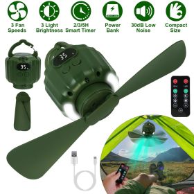 3-in-1 Camping Fan with LED Lantern, Portable Hanging Tent Fan 3 Speed Wind, Timer Function & Power Bank (title: default title)