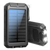 10000mAh Solar Charger Portable Power Bank USB-C Port Mobile Battery Pack for Phone