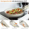 12pcs Camping Cookware Set, 2 Colors Nonstick Pots And Pans, PFAS-Free Ceramic Coating, Space-Saving Detachable Handle, Campfire & Induction Safe