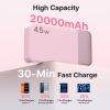 Nobis Power Bank, 20000mAh High Capacity 45W PD Fast Charging Lightweight Portable Charger for Laptop & Phone